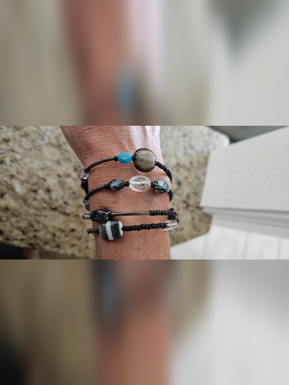 ​Silpada Sterling Silver Mixed Gemstone Memory Wire Wrap Bracelet